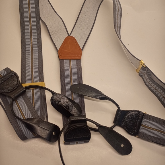 Vintage CAS Germany Grey and Blue Suspenders - Picture 8 of 14